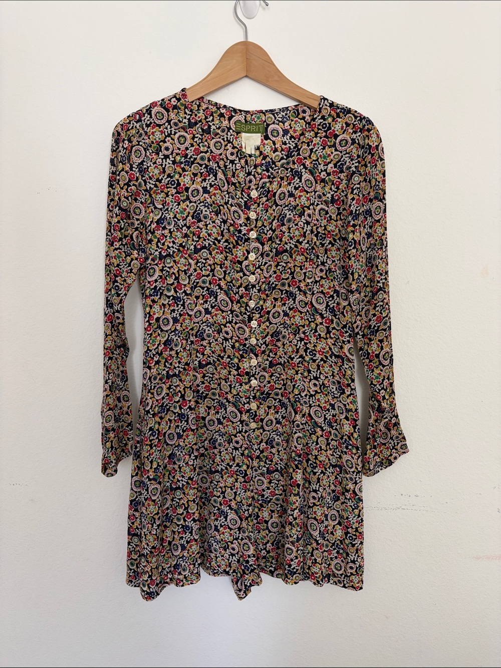 Esprit Black Multi Floral Button-Front Jumpsuit